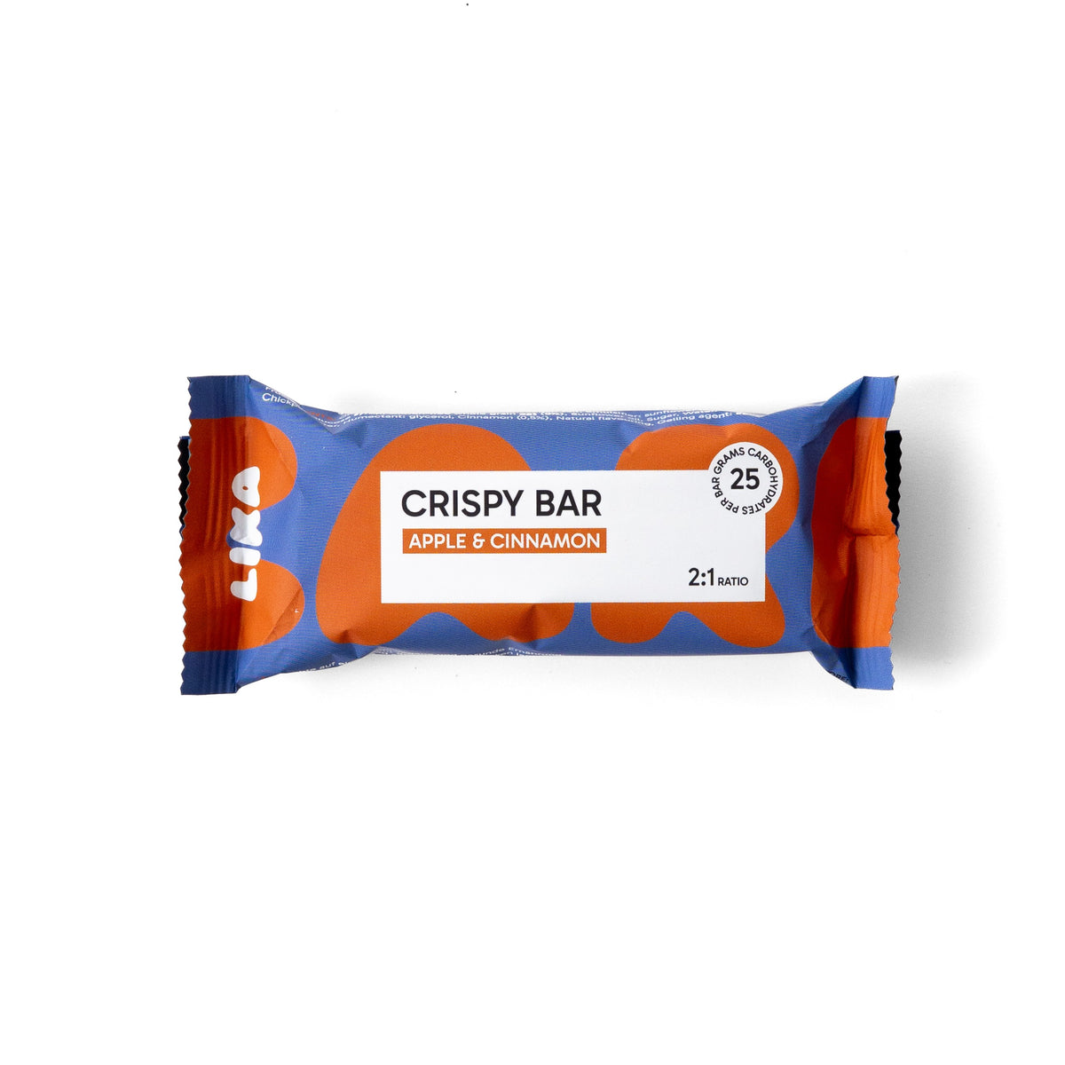 Apple & Cinnamon Einzelriegel: LIKA CRISPY BAR Apple & Cinnamon, Energieriegel mit 25g Kohlenhydraten im 2:1 Verhältnis